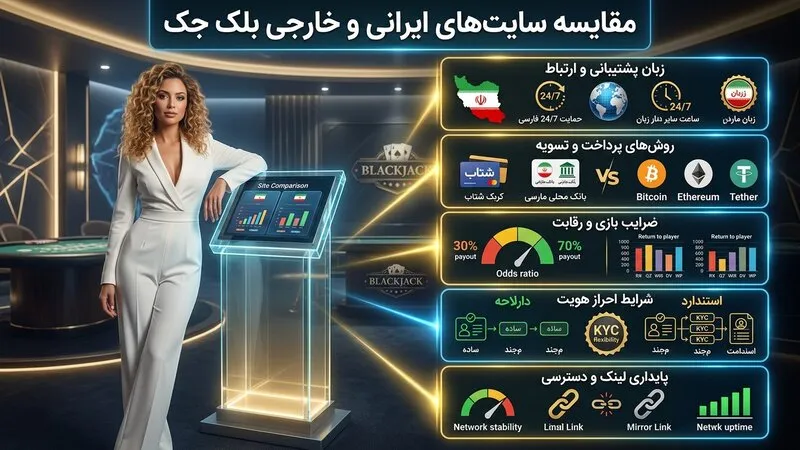 جدول مقایسه جامع بهترین سایت های شرط بندی بلک جک